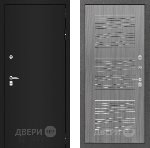 Входная металлическая Дверь Лабиринт (LABIRINT) Classic шагрень черная 06 Сандал грей в Дмитрове