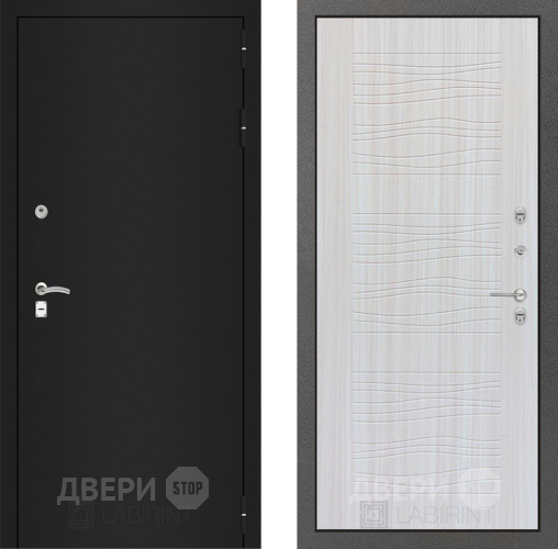 Входная металлическая Дверь Лабиринт (LABIRINT) Classic шагрень черная 06 Сандал белый в Дмитрове