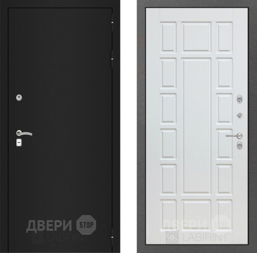Входная металлическая Дверь Лабиринт (LABIRINT) Classic шагрень черная 12 Белое дерево в Дмитрове