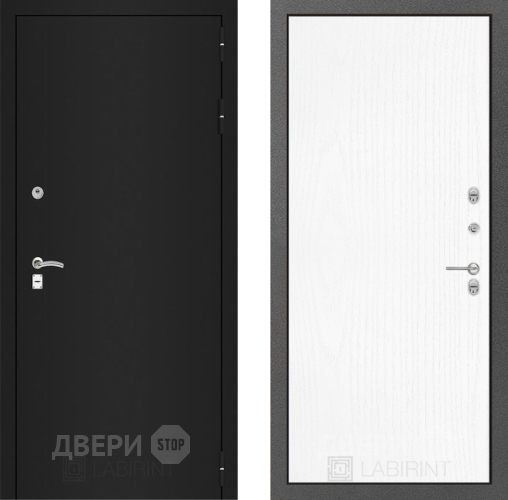 Дверь Лабиринт (LABIRINT) Classic шагрень черная 07 Белое дерево в Дмитрове