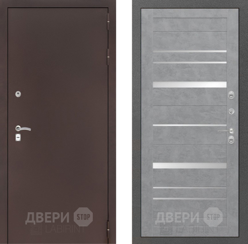 Входная металлическая Дверь Лабиринт (LABIRINT) Classic антик медь 20 Бетон светлый в Дмитрове