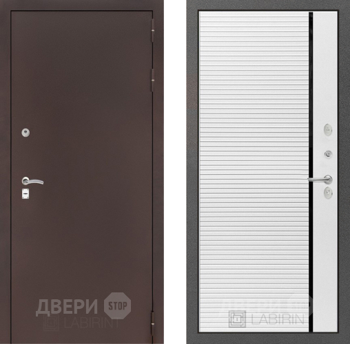 Входная металлическая Дверь Лабиринт (LABIRINT) Classic антик медь 22 Белый софт в Дмитрове