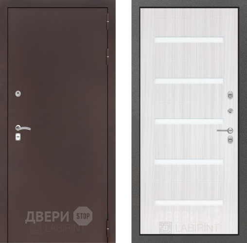 Входная металлическая Дверь Лабиринт (LABIRINT) Classic антик медь 01 Сандал белый в Дмитрове