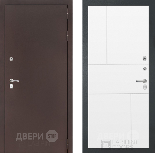 Входная металлическая Дверь Лабиринт (LABIRINT) Classic антик медь 21 Белый софт в Дмитрове