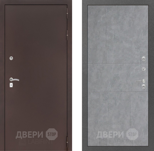 Входная металлическая Дверь Лабиринт (LABIRINT) Classic антик медь 21 Бетон светлый в Дмитрове