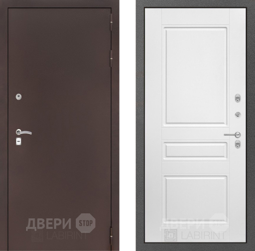 Входная металлическая Дверь Лабиринт (LABIRINT) Classic антик медь 03 Белый софт в Дмитрове