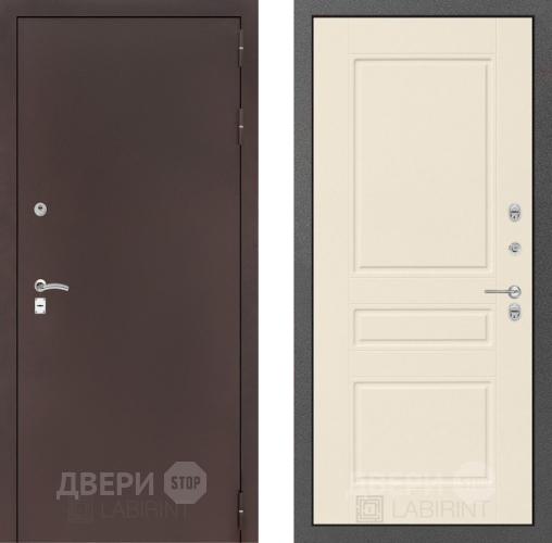 Входная металлическая Дверь Лабиринт (LABIRINT) Classic антик медь 03 Крем софт в Дмитрове