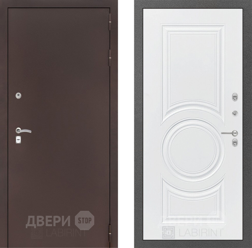 Входная металлическая Дверь Лабиринт (LABIRINT) Classic антик медь 23 Белый софт в Дмитрове