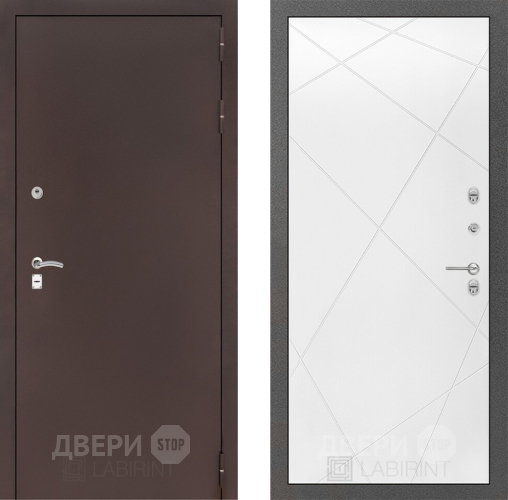 Входная металлическая Дверь Лабиринт (LABIRINT) Classic антик медь 24 Белый софт в Дмитрове