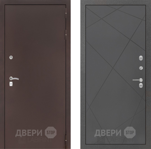 Входная металлическая Дверь Лабиринт (LABIRINT) Classic антик медь 24 Графит софт в Дмитрове