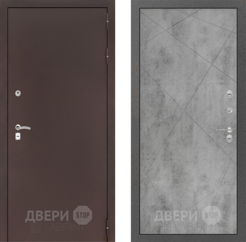 Входная металлическая Дверь Лабиринт (LABIRINT) Classic антик медь 24 Бетон светлый в Дмитрове