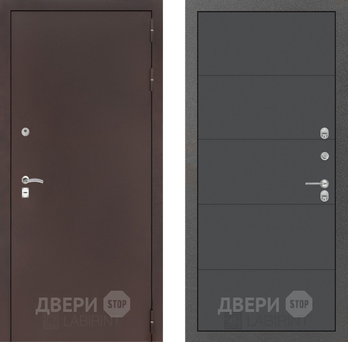 Входная металлическая Дверь Лабиринт (LABIRINT) Classic антик медь 13 Графит софт в Дмитрове