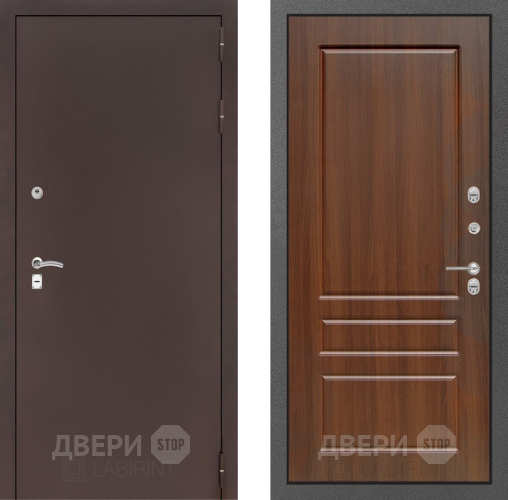Входная металлическая Дверь Лабиринт (LABIRINT) Classic антик медь 03 Орех бренди в Дмитрове