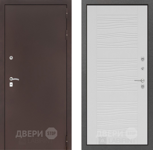 Входная металлическая Дверь Лабиринт (LABIRINT) Classic антик медь 06 Белое дерево в Дмитрове