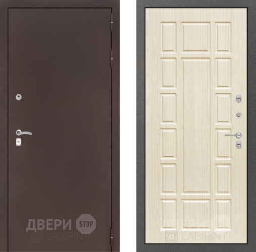 Входная металлическая Дверь Лабиринт (LABIRINT) Classic антик медь 12 Беленый дуб в Дмитрове