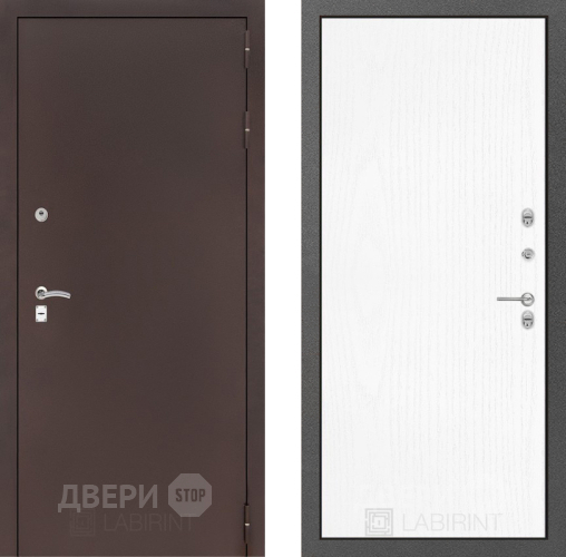 Входная металлическая Дверь Лабиринт (LABIRINT) Classic антик медь 07 Белое дерево в Дмитрове