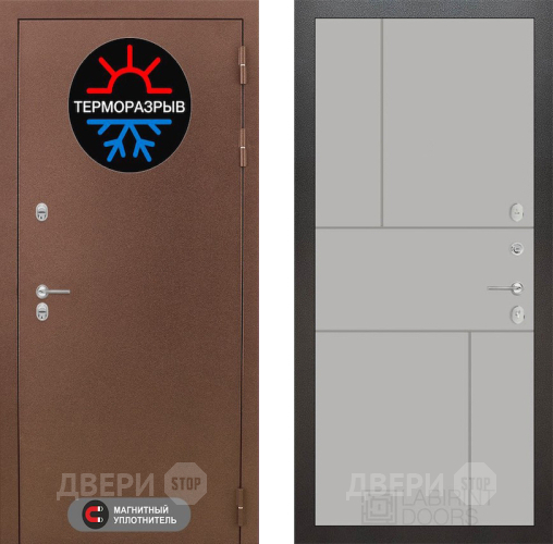 Входная металлическая Дверь Лабиринт (LABIRINT) Термо Магнит 21 Грей софт в Дмитрове