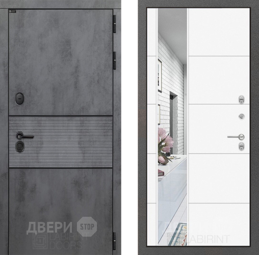 Дверь Лабиринт (LABIRINT) Инфинити Зеркало 19 Белый софт в Дмитрове