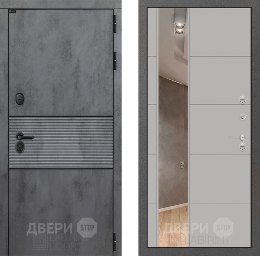 Входная металлическая Дверь Лабиринт (LABIRINT) Инфинити Зеркало 19 Грей софт в Дмитрове