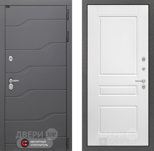 Входная металлическая Дверь Лабиринт (LABIRINT) Ривер 03 Белый софт в Дмитрове