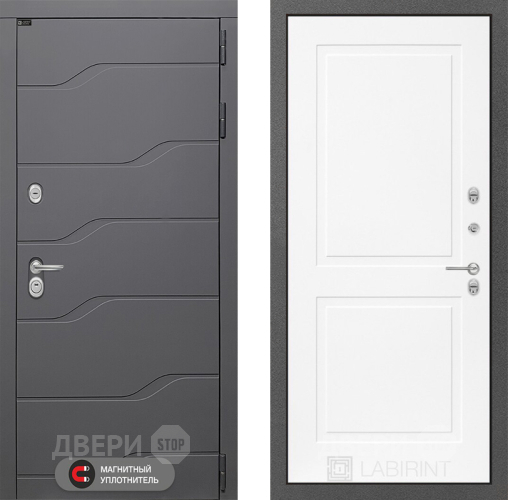 Входная металлическая Дверь Лабиринт (LABIRINT) Ривер 11 Белый софт в Дмитрове