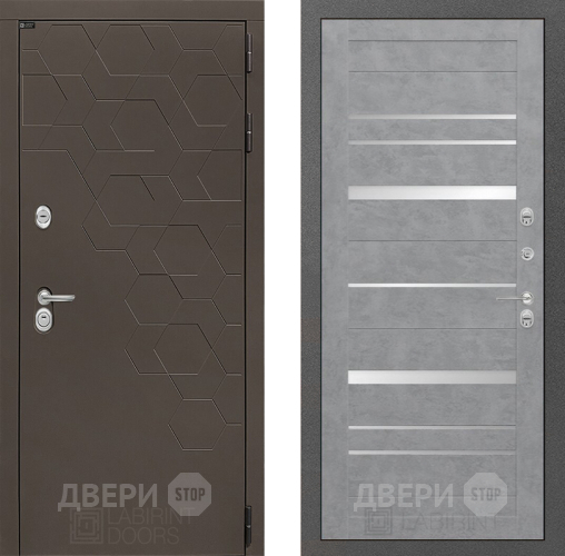 Входная металлическая Дверь Лабиринт (LABIRINT) Смоки 20 Бетон светлый в Дмитрове