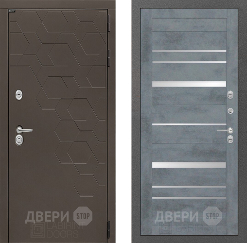 Входная металлическая Дверь Лабиринт (LABIRINT) Смоки 20 Бетон темный в Дмитрове