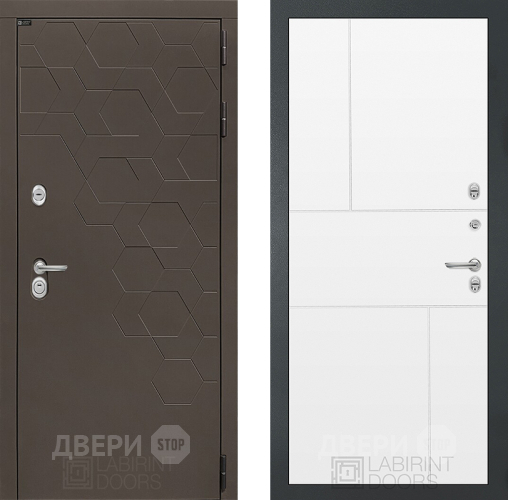 Входная металлическая Дверь Лабиринт (LABIRINT) Смоки 21 Белый софт в Дмитрове