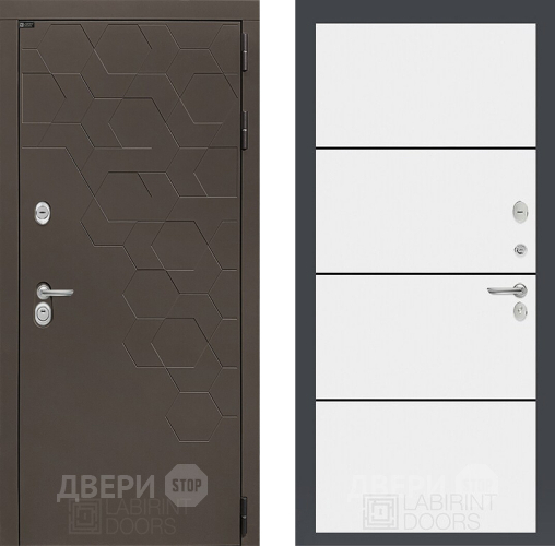 Входная металлическая Дверь Лабиринт (LABIRINT) Смоки 25 Белый софт в Дмитрове
