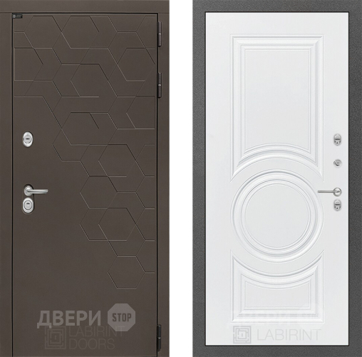 Входная металлическая Дверь Лабиринт (LABIRINT) Смоки 23 Белый софт в Дмитрове