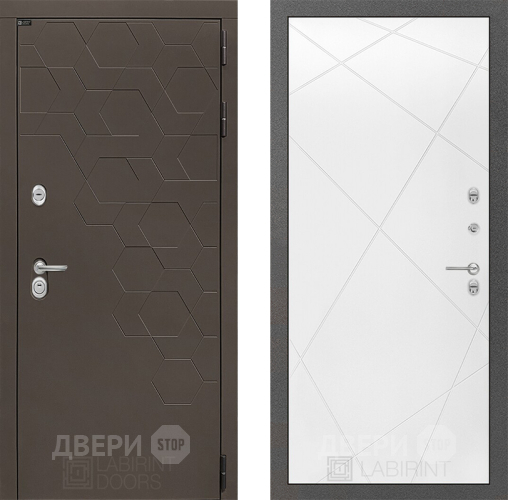 Входная металлическая Дверь Лабиринт (LABIRINT) Смоки 24 Белый софт в Дмитрове