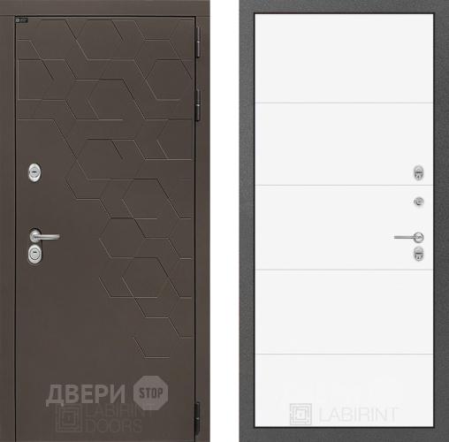 Входная металлическая Дверь Лабиринт (LABIRINT) Смоки 13 Белый софт в Дмитрове