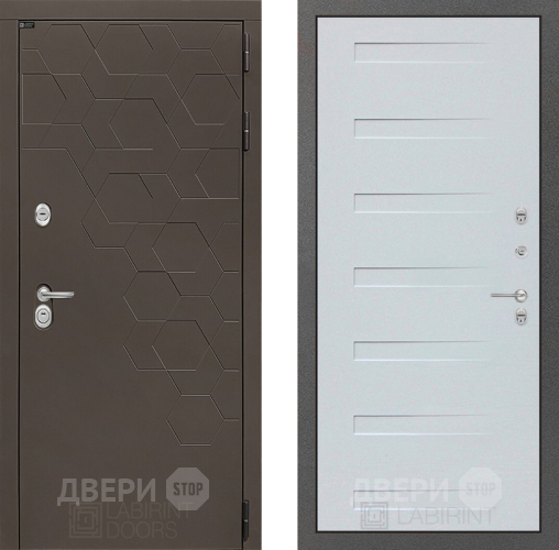 Входная металлическая Дверь Лабиринт (LABIRINT) Смоки 14 Дуб кантри белый горизонтальный в Дмитрове