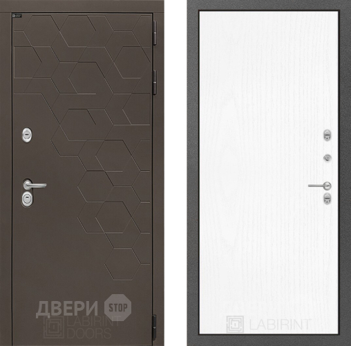 Входная металлическая Дверь Лабиринт (LABIRINT) Смоки 07 Белое дерево в Дмитрове