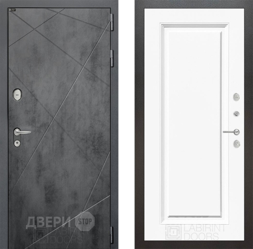 Входная металлическая Дверь Лабиринт (LABIRINT) Лофт 27 Белый (RAL-9003) в Дмитрове