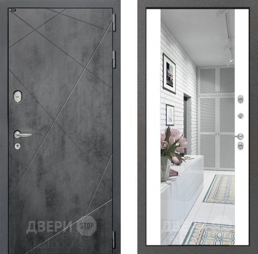 Входная металлическая Дверь Лабиринт (LABIRINT) Лофт Зеркало Максимум Белый софт в Дмитрове