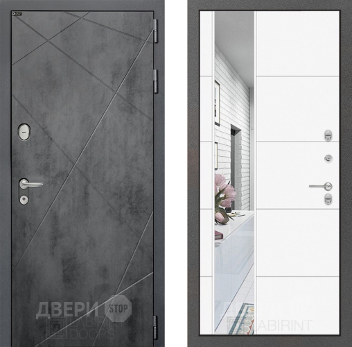 Дверь Лабиринт (LABIRINT) Лофт Зеркало 19 Белый софт в Дмитрове