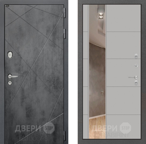 Дверь Лабиринт (LABIRINT) Лофт Зеркало 19 Грей софт в Дмитрове