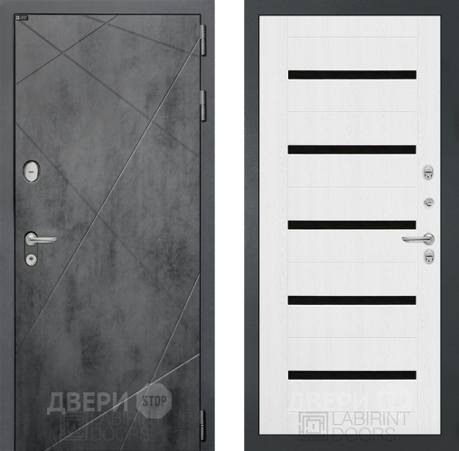 Входная металлическая Дверь Лабиринт (LABIRINT) Лофт 01 Белое дерево в Дмитрове
