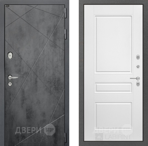 Входная металлическая Дверь Лабиринт (LABIRINT) Лофт 03 Белый софт в Дмитрове