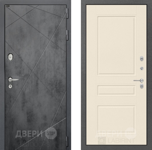 Входная металлическая Дверь Лабиринт (LABIRINT) Лофт 03 Крем софт в Дмитрове