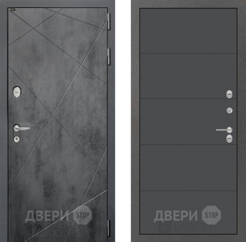 Входная металлическая Дверь Лабиринт (LABIRINT) Лофт 13 Графит софт в Дмитрове