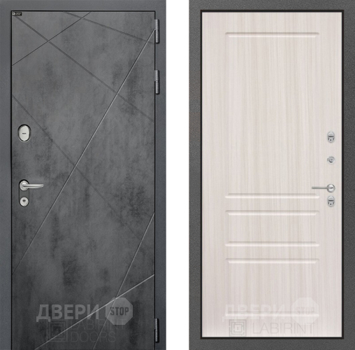 Входная металлическая Дверь Лабиринт (LABIRINT) Лофт 03 Сандал белый в Дмитрове