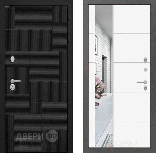 Дверь Лабиринт (LABIRINT) Pazl Зеркало 19 Белый софт в Дмитрове