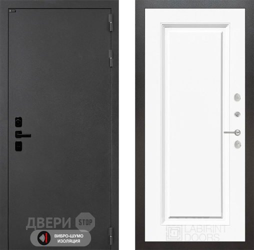 Входная металлическая Дверь Лабиринт (LABIRINT) Acustic 27 Белый (RAL-9003) в Дмитрове