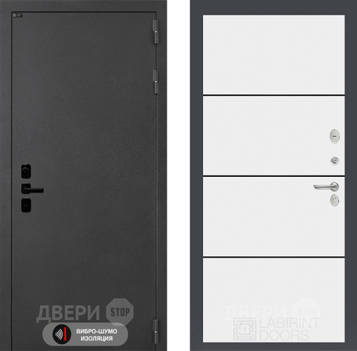 Входная металлическая Дверь Лабиринт (LABIRINT) Acustic 25 Белый софт в Дмитрове