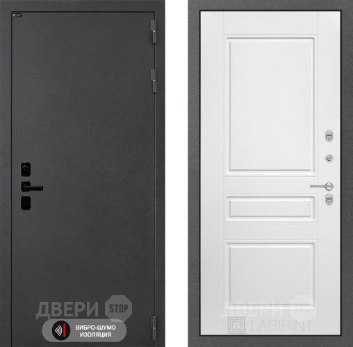 Входная металлическая Дверь Лабиринт (LABIRINT) Acustic 03 Белый софт в Дмитрове