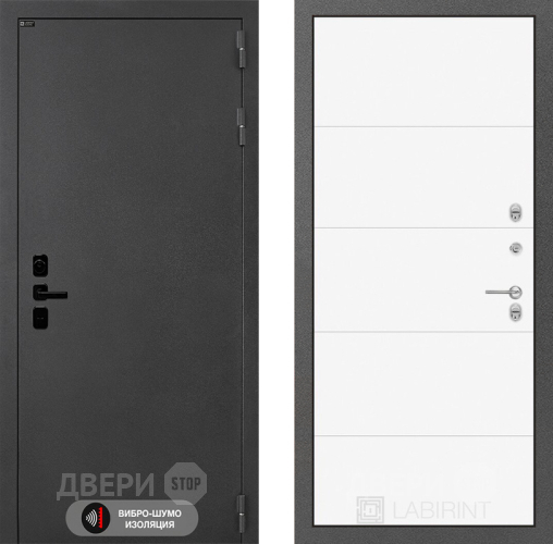 Входная металлическая Дверь Лабиринт (LABIRINT) Acustic 13 Белый софт в Дмитрове