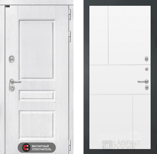 Входная металлическая Дверь Лабиринт (LABIRINT) Versal 21 Белый софт в Дмитрове