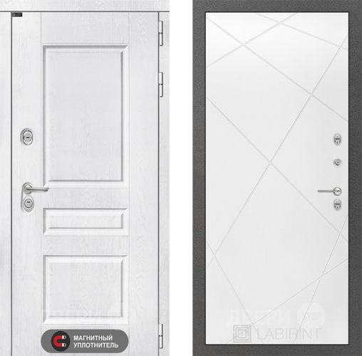 Входная металлическая Дверь Лабиринт (LABIRINT) Versal 24 Белый софт в Дмитрове